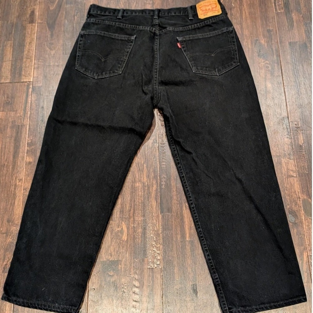 Levis 550 Jeans Mens 40x30‎ Fits 38x28 Black Denim Relaxed Tapered Leg High Rise - Picture 2 of 9